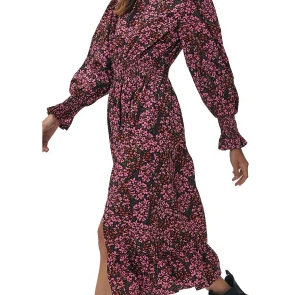 Nasty Gal Like New Floral Print High Neck Midi Smock Dress Size 0 - Picture 4 of 7